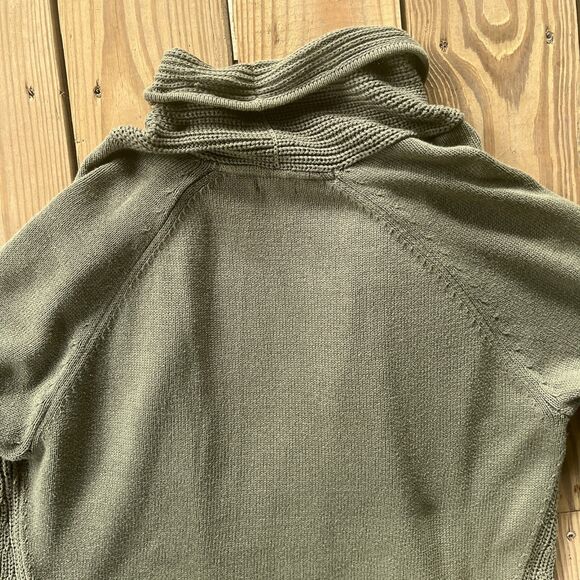 L.L. Bean 100% Cotton Olive Green Cardigan - Long w/ Open Front - Women's Large - Picture 6 of 8